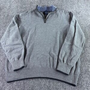Tailorbyrd Quarter Zip Sweater Mens XL Grey Textured Cotton Rayon‎ Pullover